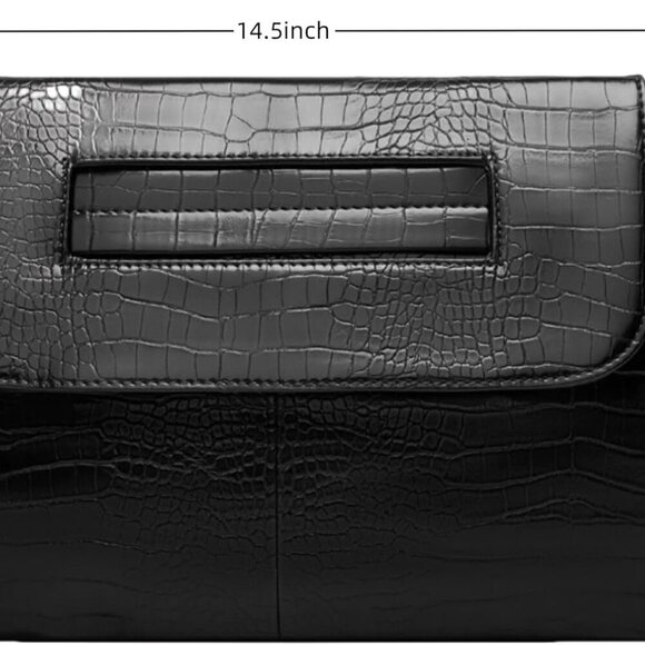 Women Classic Crocodile Pattern Faux Leather Clutch Purse Oversized Female Shoul - Picture 5 of 9